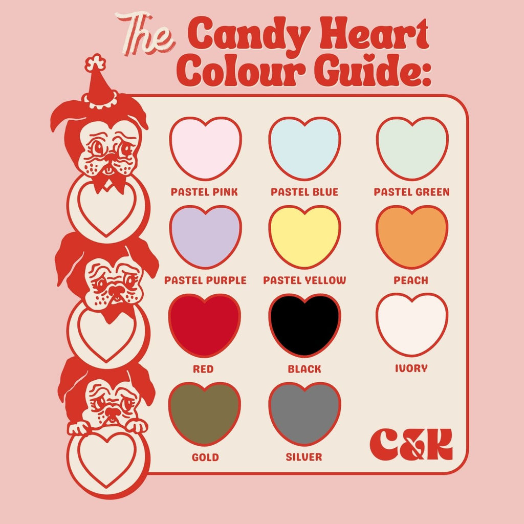 Candy and Kitsch product colour customisation chart 