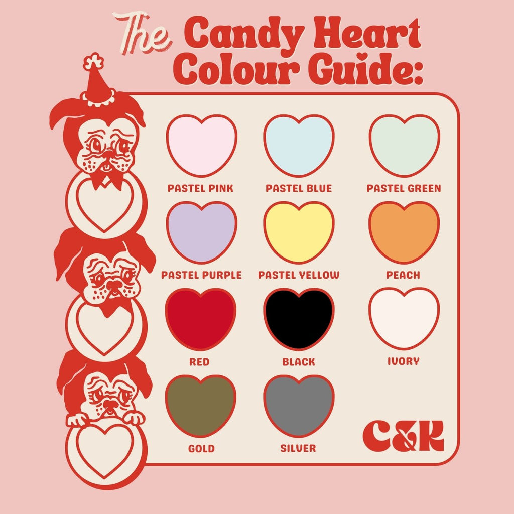 Candy and Kitsch product colour customisation chart