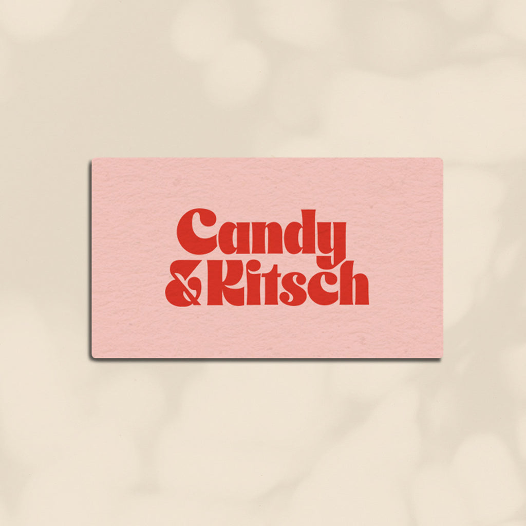 Candyand Kitsch gift card image showing the kitsch branding aesthetic